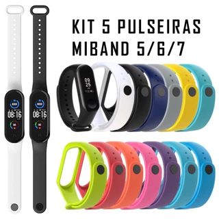 KIT 5 PULSEIRAS PARA MI BAND 5/6/7 SILICONE ÓTIMA QUALIDADE