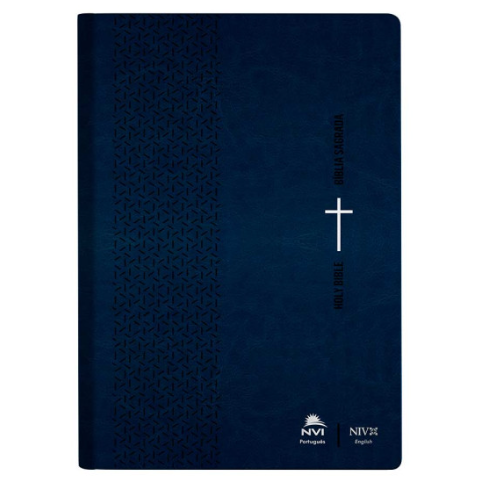 Bíblia NVI português/inglês azul
