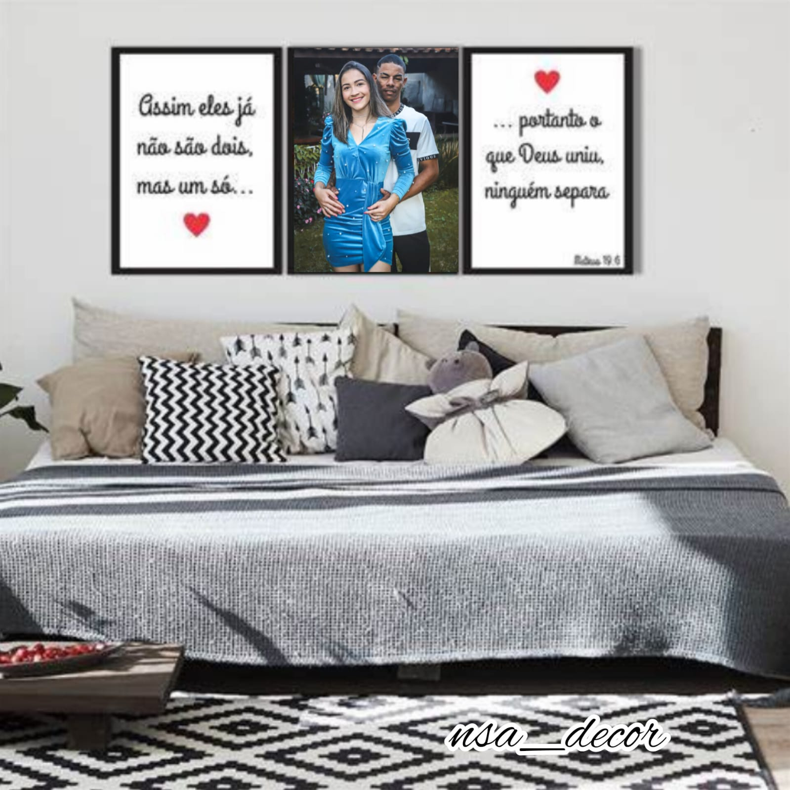 Quadro Decorativo Para Quarto Casal Com Fotos Personalizado 3 Peças