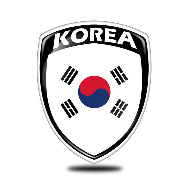 Kit 02 Adesivos 3D Automotivo Resinado Emblema Bandeira Coreia do Sul