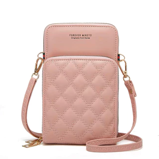 Bolsa Feminina Porta Celular com 3 Divisorias Transversal Tela Sensivel Touch em Oferta na Shopee
