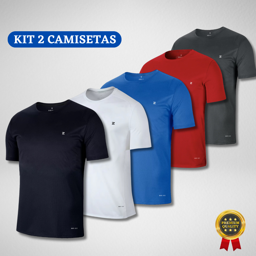 Kit 2 Camisetas Dry Fit Masculina casual, para Academia/ Lazer/Caminhada/Praia