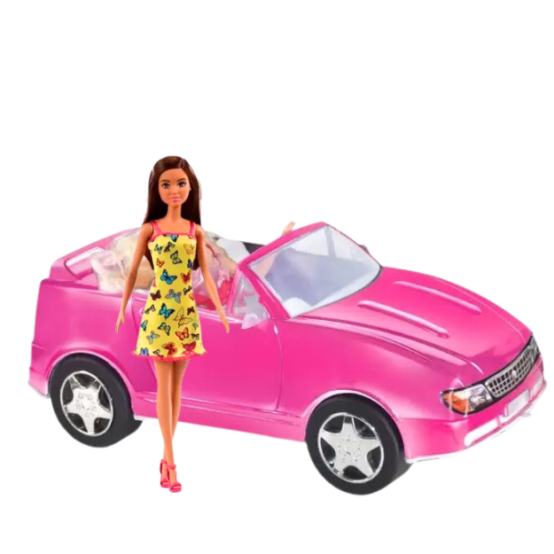 Barbie Carro Conversível Rosa com Boneca - Mattel