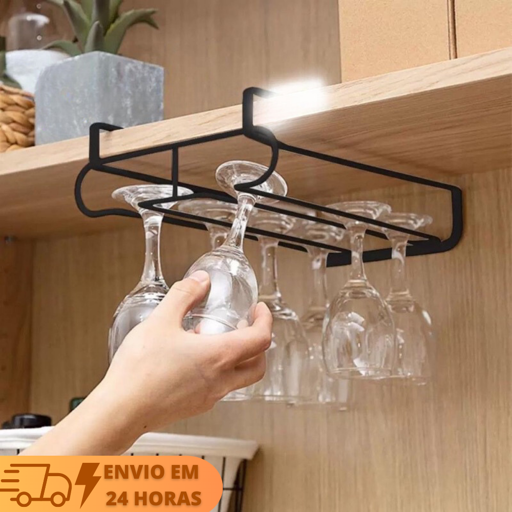 Suporte Porta Taças Suspenso Para Armários Duplo de Encaixe Vinho ...