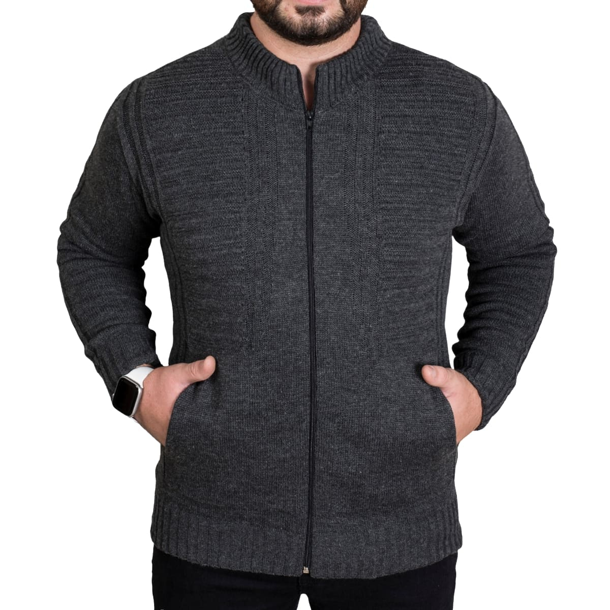 Jaqueta Masculina Com Zíper Blusa De Frio Lã Casaco Masculino Com Bolso