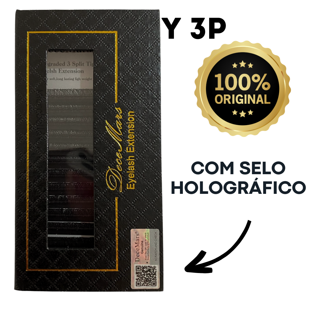 Cílios Y 3 Pontas Decemars Original Com Selo Três Fios Volume Brasileiro Alongamento Extensão De Cilios Ponta Tripla Maquiagem.