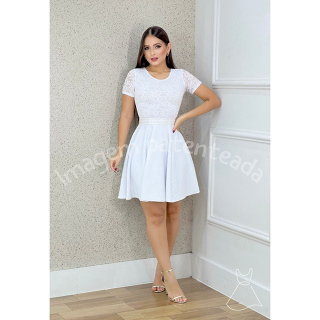 Vestido para casamento no civil noiva pré wedding noivado curto branco de  alcinha rodado