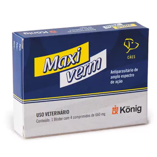 Maxi Verm Plus 660mg 4 Comprimidos Antiparasitário para Cães König em Oferta na Shopee