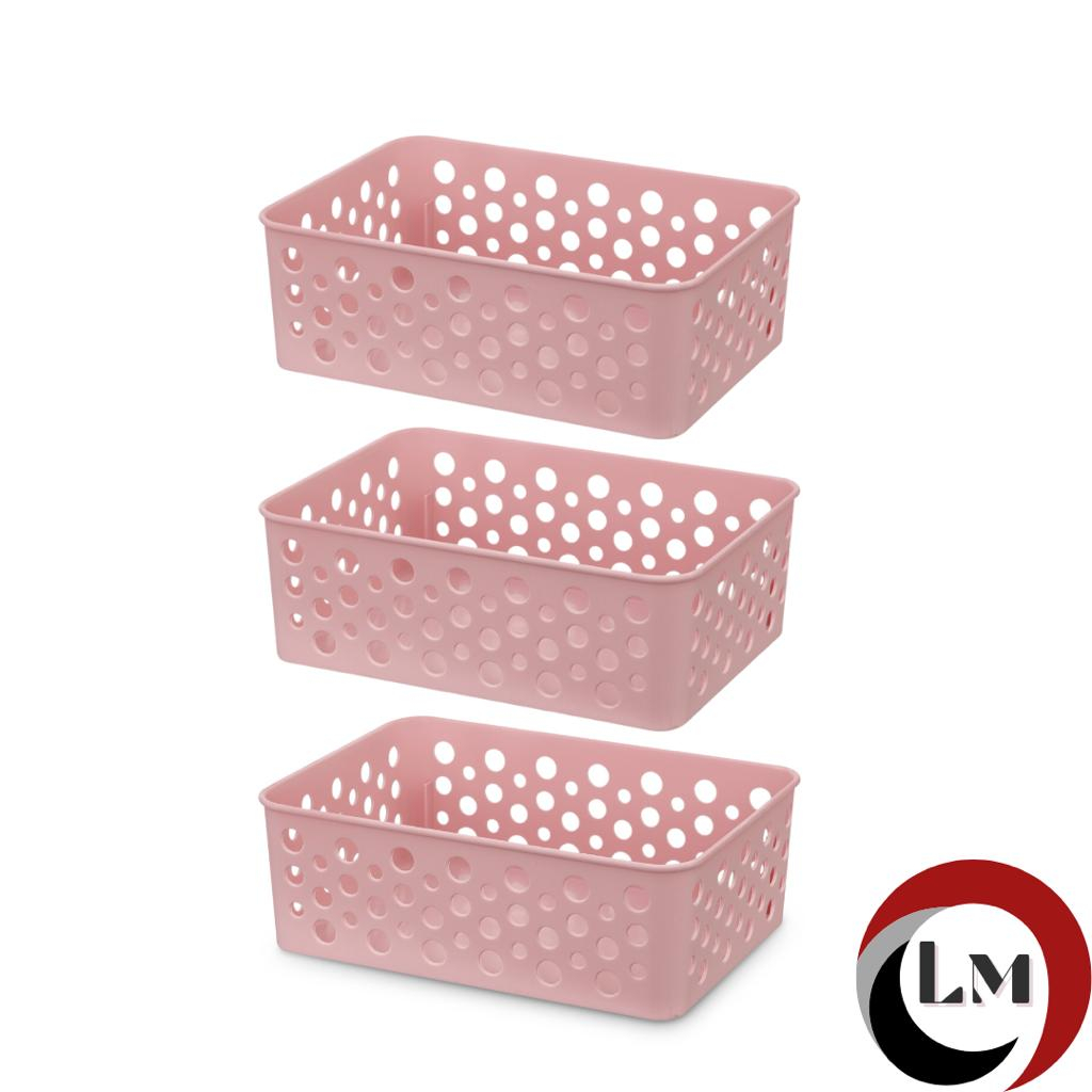 Kit 03 Cestos Organizador Multiuso P (19x13) Ideal p/ Gavetas