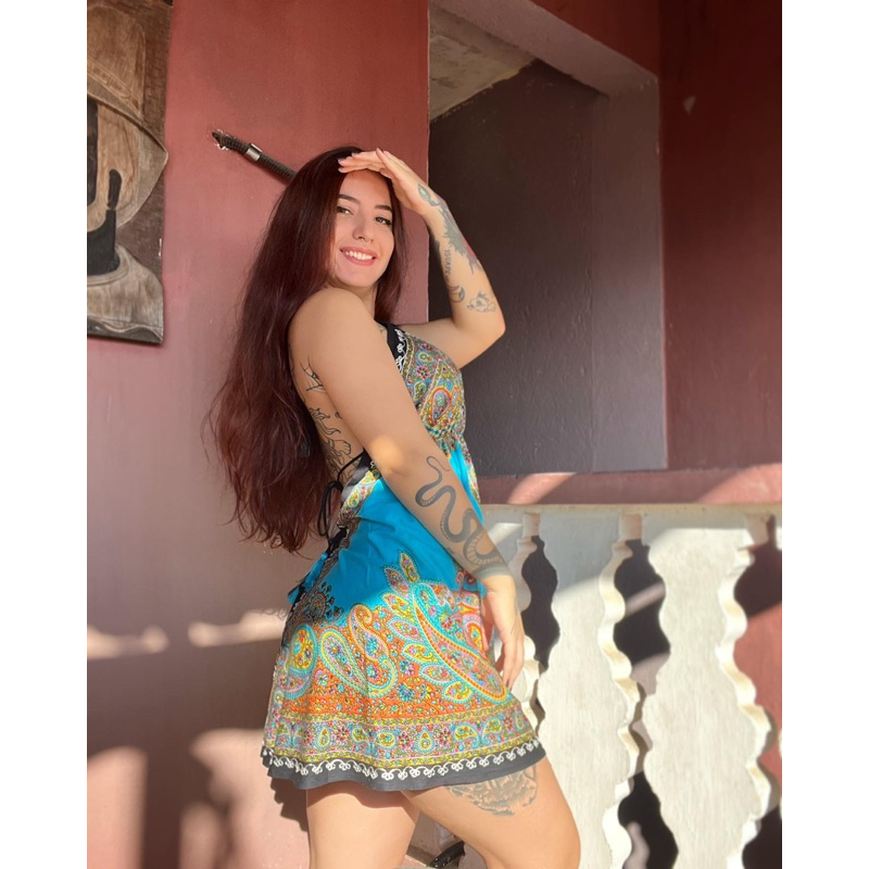 Vestido Indiano Curto Bata Indiana Boho Hippie