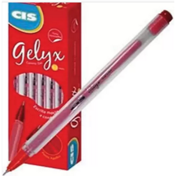Caneta Gel CIS Gelyx Vermelha 1.0mm - Caixa com 12 unidades