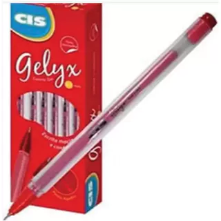 Caneta Gel CIS Gelyx Vermelha 1.0mm - Caixa com 12 unidades