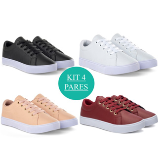 Kit 2 Pares Tênis Feminino Casual Sbelta Conforto - Branco+Rosa