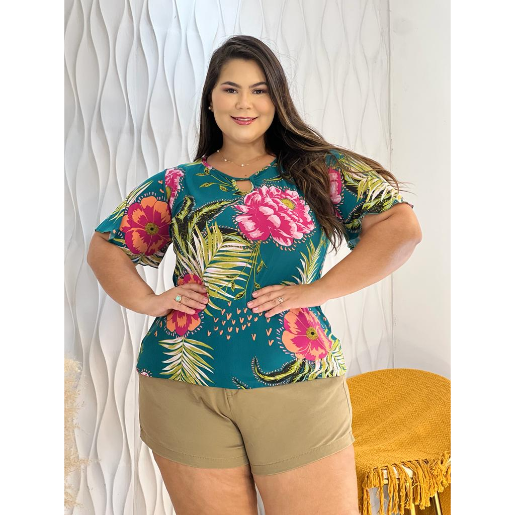 Blusa feminina senhora evangélica estampada plus size