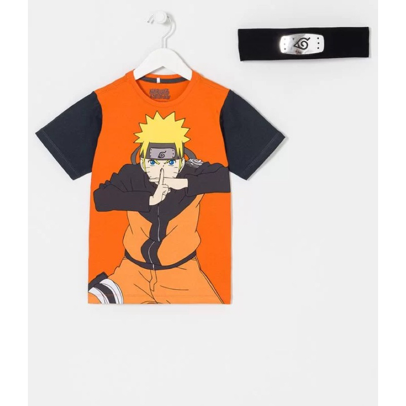 Camiseta Infantil com Estampa do Sasuke Acompanha Bandana - Tam 5