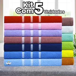 Kit 5 Toalha de Banho Melhor Custo Benefício 70x125 Algodão