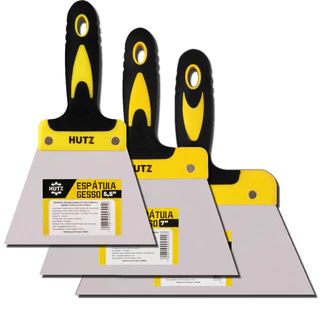 Kit Espátula de Aço Polido Profissional Multiuso Para Massa Gesso e Outros Espátula Com Cabo Emborrachado