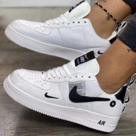 Tênis Feminino Nike Air Force LV8 Unissex Branco e Preto Pratico e ...