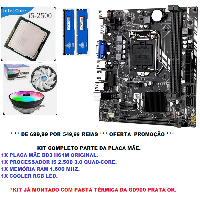 Kit Processador Intel Core i5 10400F E Pasta Térmica Cooler Master