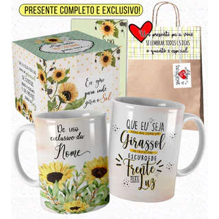 Caneca Girassol Personalizadacom Nome Seja Como Um Girassol com Embalagem Presenteável