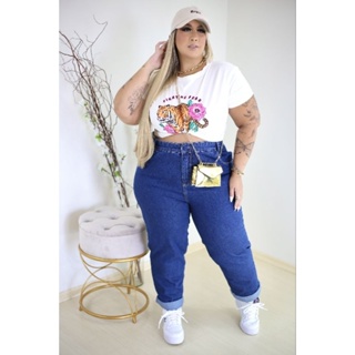 Calça Mom Jeans Plus Size 46 ao 56 Super Estilosa Destroid Desfiado