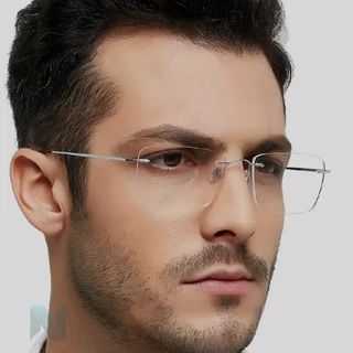Armação de Óculos Para Grau Masculino Sem aro Quadrado Elegante