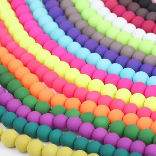 Miçanga Bola Emborrachada Fosca 8mm Conta Passante Colar Pulseira Cores