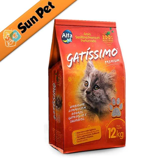 Areia Sanitária para Gatos Granulado Gatíssimo Perfumada Premium 12KG Higiênica Alfa Pet Natural