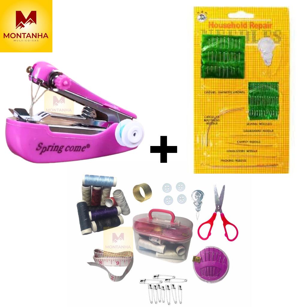 Mini Maquina De Costura Portátil + Kit Costura mal trans