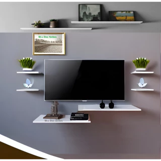 Rack Suspenso Para Quartos E Salas Com 6 Nichos Prateleiras Branco MDF