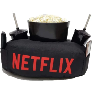 Kit Almofada C/Porta Pipoca - Balde +2 Copos Netflix C/Bolso