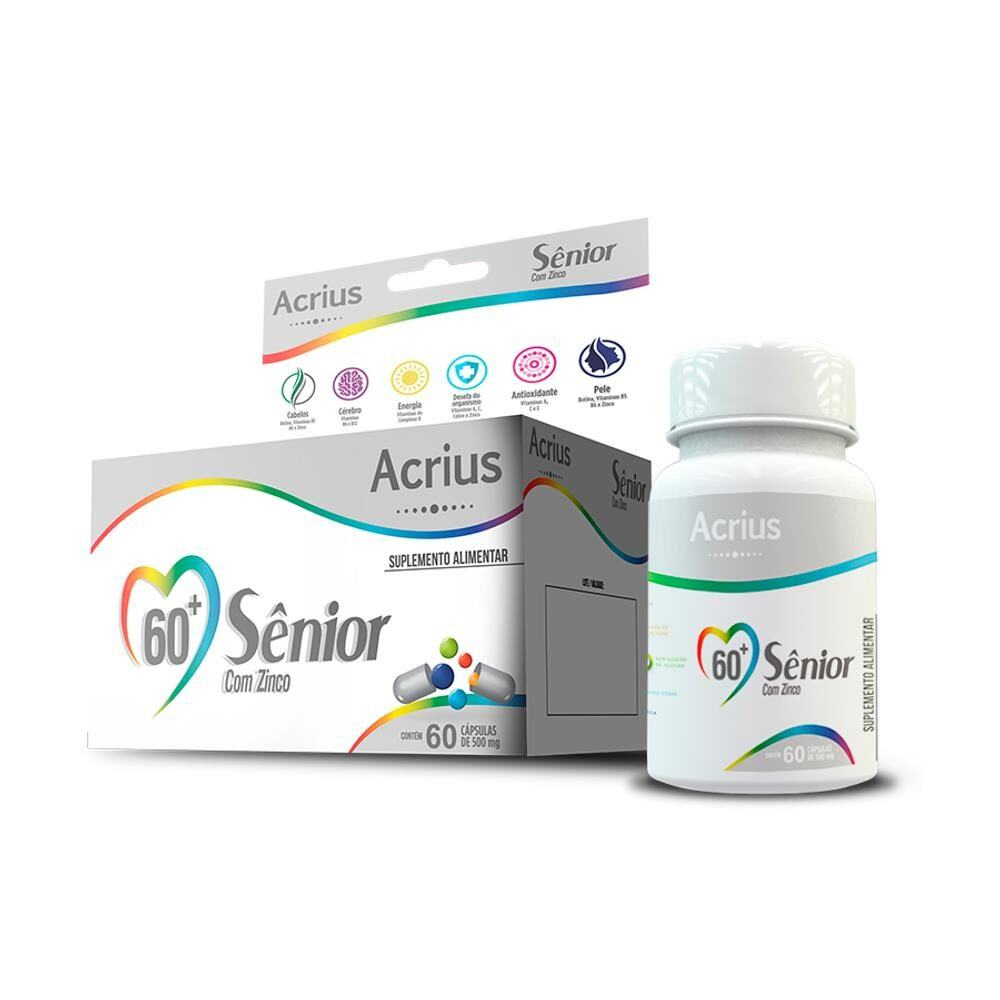 Suplemento Alimentar Acrius Sênior com Zinco Complexo Vitamínico 60 ...