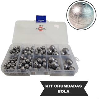 Kit de Pesca Chumbadas Bola Diversas Com Estojo Organizador