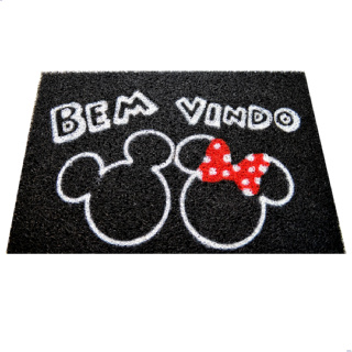 Tapete Limpe Sim Capacho Divertido Bem Vindo Mickey & Minnie entrada porta apartamento lar casa quarto