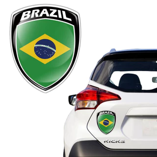 Kit Com 02 Adesivos em alto relevo resinado Escudo Bandeira do Brasil