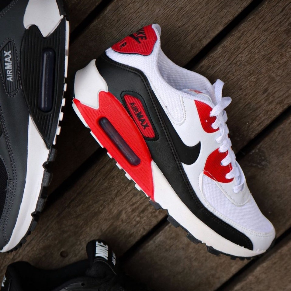 Tênis Air Max 90 Nike Branco Vermelho Promoção Masculino Feminino Oferta!!!