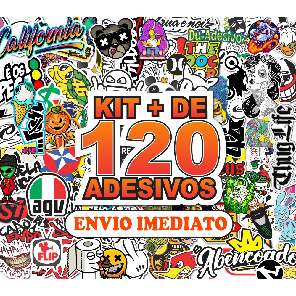 Kit + De 120 Adesivos Para Moto Bike Cap Carro Boa Resolução | Shopee ...