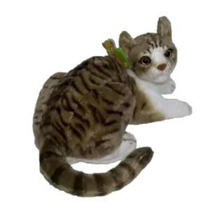 Gato de pelúcia deitado realista 38cm lindo presente decoração RAJADO