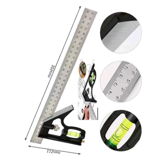 Esquadro Combinado Em Aço Inox 30 Cm - 12 Pol. Profissional