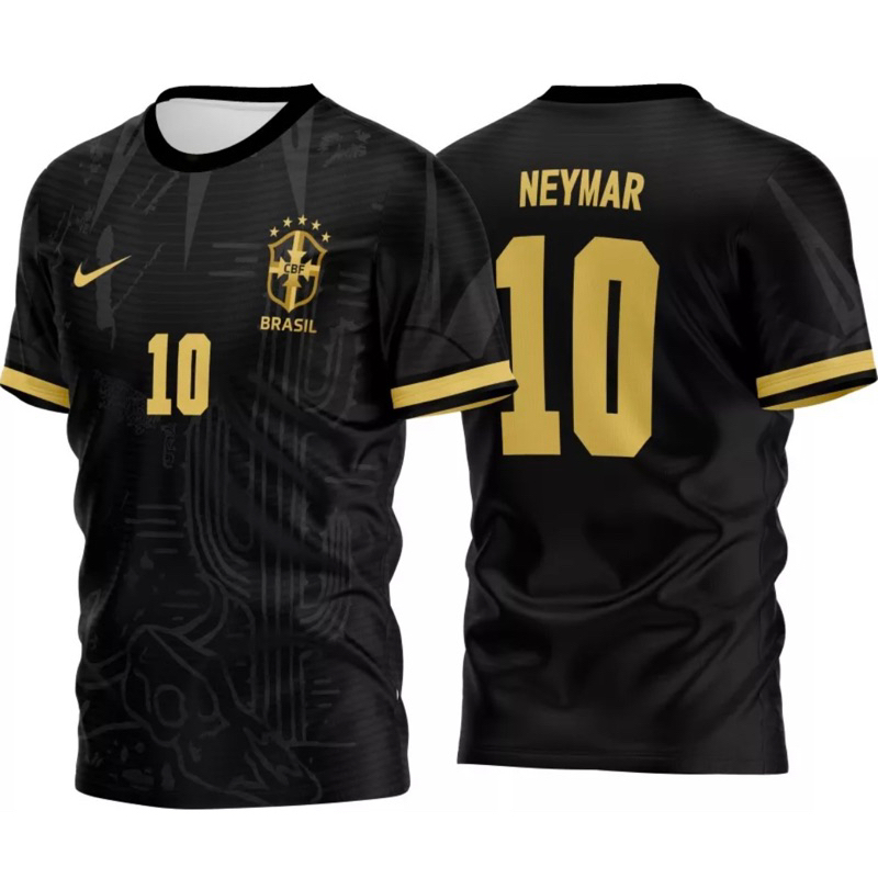 Camisa Camiseta do Time do Brasil Preto e Dourado Mega Promoção ...