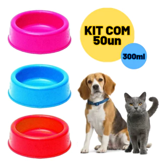 50Un Comedouro Bebedouro Pet Cachorro Gato - 300ml Kit 50 Unidades