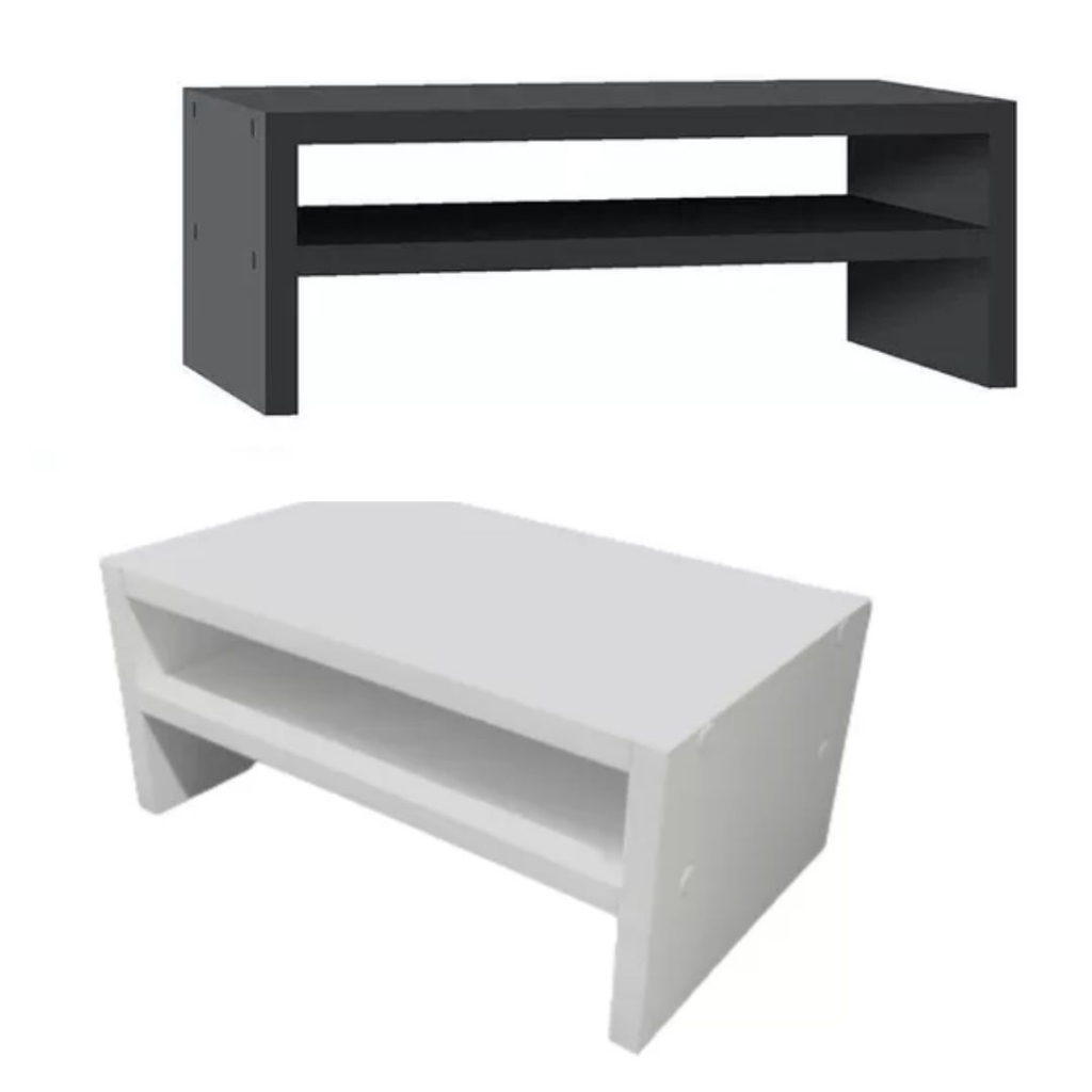 Base Apoio Mdf Suporte Para Monitor Ergonomico Preto Branco