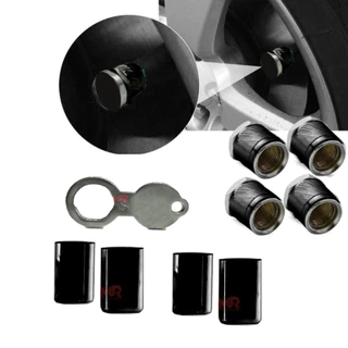 Kit Tampa Bico Pito Antifurto Pneu Roda Metal Preto Logo Chevrolet