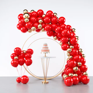 Kit 150 Balões Vermelho Tamanho 7 + Dourado Metalizado Cromado Número 5 Polegadas - Balão Bexiga Para Festas e Aniversários