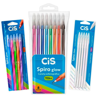 Caneta Esferográfica CIS Spiro 0,7mm Glow, Clean ou Básica - Todos os Conjuntos