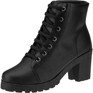 Bota Coturno Feminino Salto Médio Conforto Blogueira