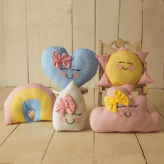 Kit Alegria Almofada Gota Nuvem Arco iris Sol Coração Berço Bebe