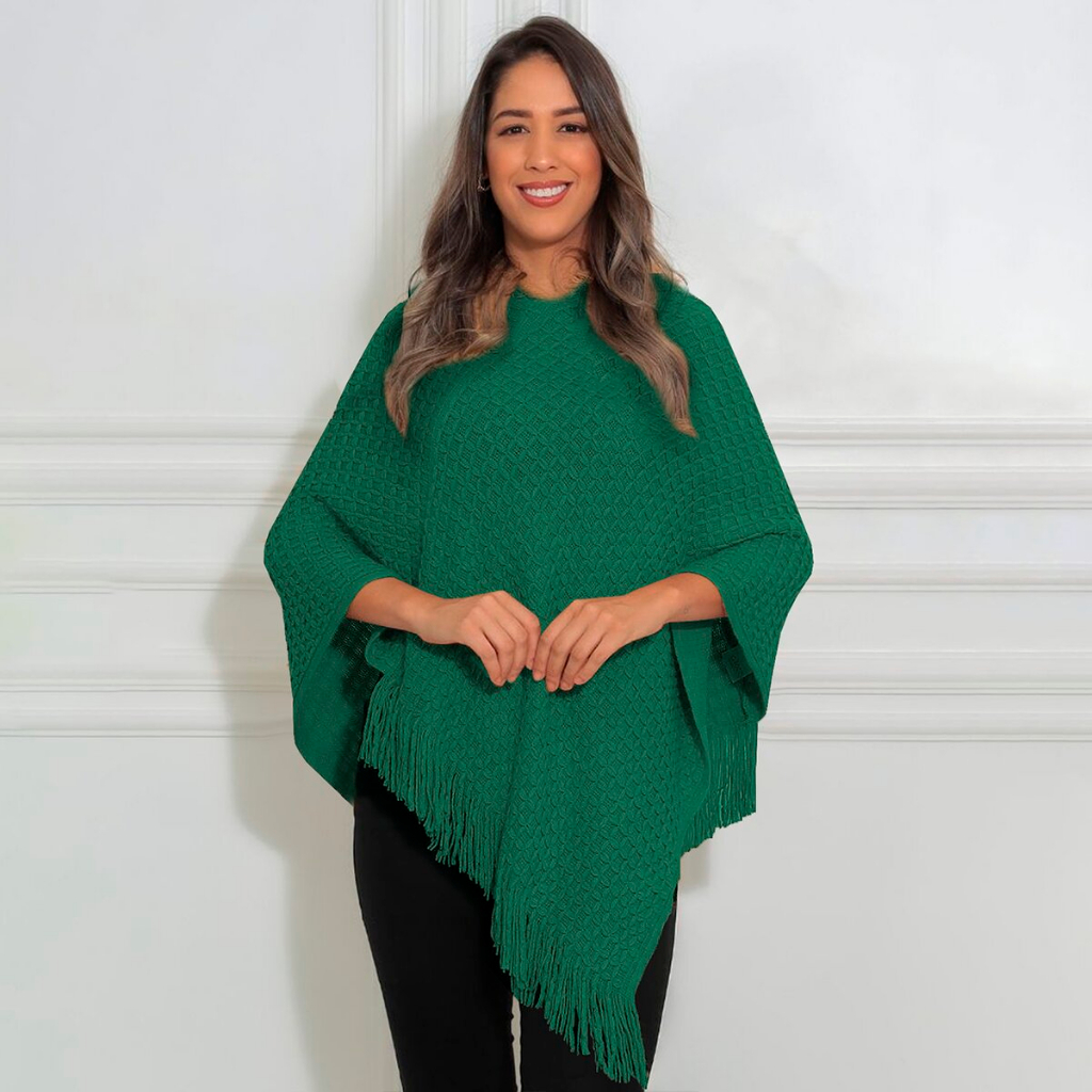 Xale Poncho Feminino Com Touca Tricô Crochê Cashmere Cardigâns Elegante ...