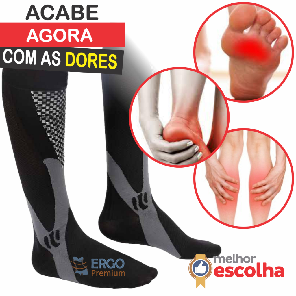 Meia Ortopédica de Compressão Canto Alto Ajustável E Reforçada Para Tratamento Das Dores Nos Pés Inchaço nas Pernas e Má Circulação