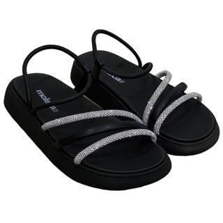 Sandalia Papete Moleca Feminina Brilho Tiras Flatform Macia